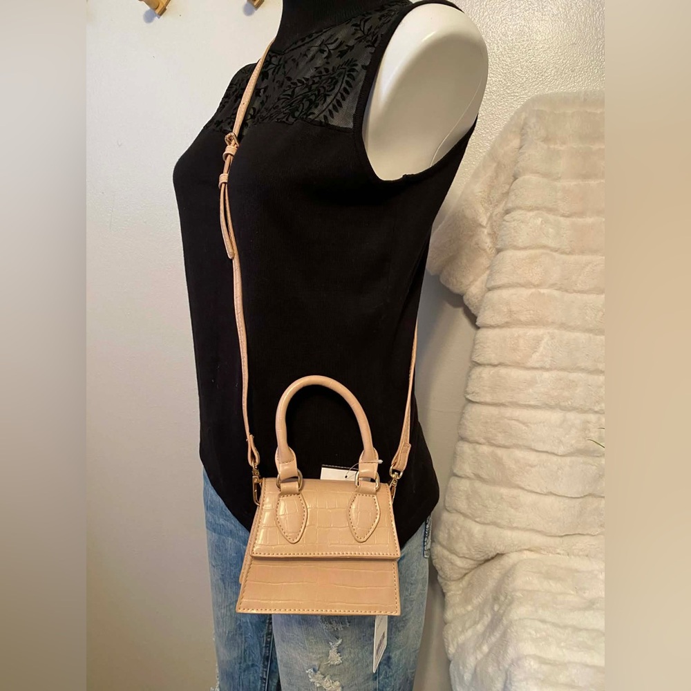 Brand New Urban Expressions Chic Beige Mini Crossbody Bag